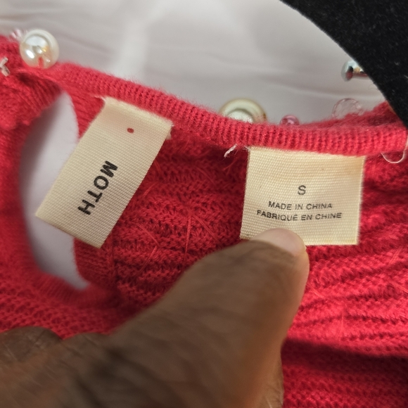 Anthropologie Moth Pink Brienne Beaded Knit Top - Picture 6 of 12